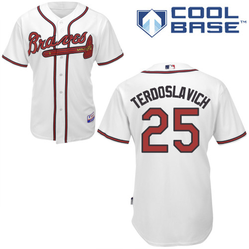 Joey Terdoslavich #25 MLB Jersey-Atlanta Braves Men's Authentic Home White Cool Base Baseball Jersey